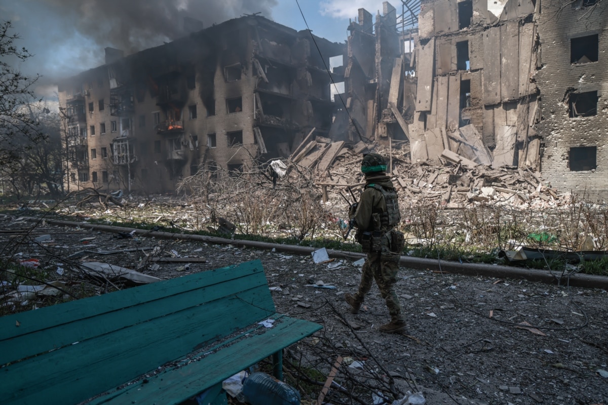 Destruction in front-line Dobropillia, Donetsk Oblast