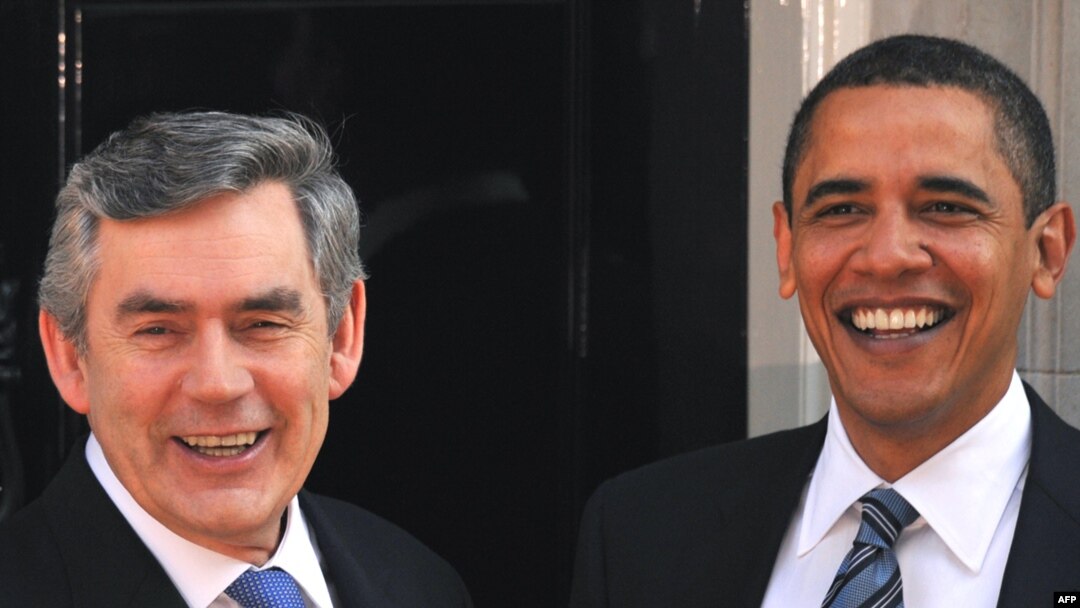U.K. Prime Minister Gordon Brown (left) with U.S. President Barack Obama at 10 Downing Street in London on April 1