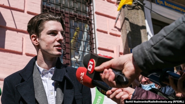 Activist Roman Ratushnyi in Kyiv in March 2021.