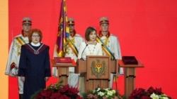 Maia Sandu rostește un discurs în timpul ceremoniei de învestire în funcția de președinte al R. Moldova de la Palatul Republicii, Chișinău, 24 decembrie 2024.