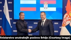 Takimi i ministrit të Punëve të Brendshme të Serbisë, Ivica Daçiq, me zëvendëskryetarin e Këshillit të Sigurisë së Rusisë, Dmitry Medvedev, më 15 tetor 2026.