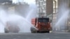 Russia - Chelyabinsk is sprayed with disinfectant in an effort to curb the spread of the coronavirus - Reuters screen grab