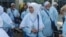Tajik pilgrims flying to Saudi Arabia for the hajj in September 2014 at Dushanbe's airport.