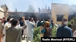 Members of Mangal tribe burnt down four houses of people accused of killing seven members of a rival family.