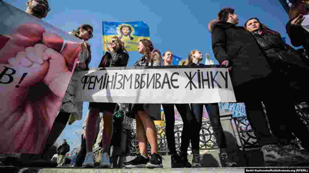 Ukraine -- Rally against Women's March in Kyiv, 8Mar2019