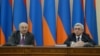 Armenia -- President Serzh Sarkisian (R) and chairman of the Public Council, Vazgen Manukian, hold a meeting in Yerevan, 14Mar2015