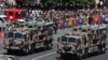Indian-made Akash air-defense systems are displayed at a military parade in Yerevan, Armenia, in May 