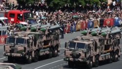 Indian-made Akash air-defense systems are displayed at a military parade in Yerevan, Armenia, in May 