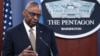 U.S. Defense Minister Lloyd Austin speaks during a press conference after concluding the Ukraine Defense Contact Group at the Pentagon in Washington, D.C., on April 26.