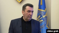 Oleksiy Danylov, secretary of the Ukrainian National Security and Defense Council, speaks in Kyiv on January 13.