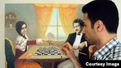 Rəssam Çingiz Mehbalıyev və «Xurşidbanu Natəvan və Aleksandr Dümanın şahmat oyunu» əsəri