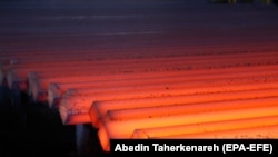 IRAN -- Steel ingots on a production line at the Iran Alloy Steel Company in the city of Yazd, April 6, 2015