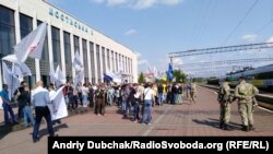 Gara Mostyska din Ucraina unde era așteptat trenul Intercity cu Saakașvili la bord, 10 septembrie 2017