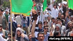 A protest against the Taliban killing of civilians in northern Afghanistan.