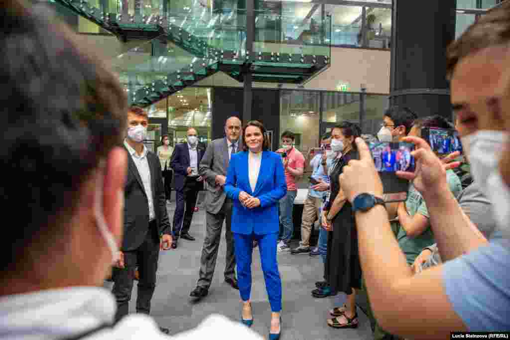 CZECH REPUBLIC – Belarusian opposition leader Svyatlana Tsikhanouskaya during visit at RFE/RL Headquarters in Prague, June 8, 2021