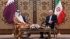 دیدار رئیس مجلس ایران، راست، با وزیر خارجۀ قطر در بهارستان