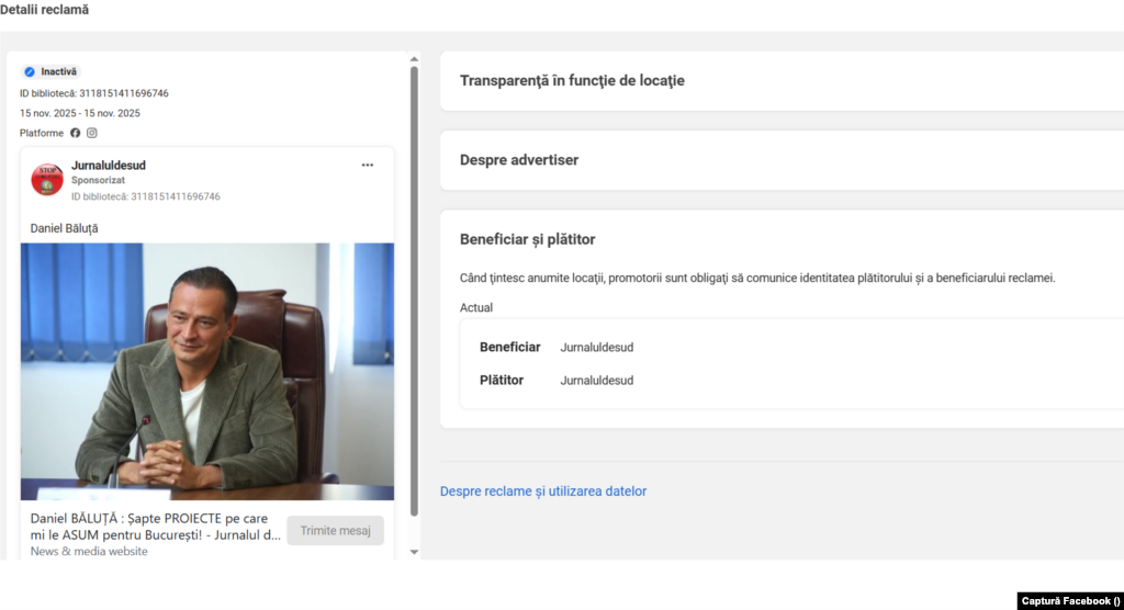 Postare plătită Jurnalul de Sud pro Daniel Băluță.