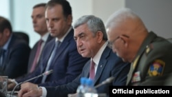 Armenia - President Serzh Sarkisian addresses senior military officials in Yerevan, 24Oct2017.