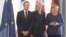 French President Emmanuel Macron (left), British Prime Minister Theresa May (center), and German Chancellor Angela Merkel meet during the EU-Western Balkans Summit in Sofia on May 17.