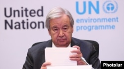 Armenia - UN Secretary-General Antonio Guterres holds a news conference in Yerevan, October 15, 2026.