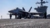 F/A-18E Super Hornet ռազմական օդանավը ամերիկյան «Աբրահամ Լինքոլն» ավիակրի վրա Արաբական ծովում, փետրվար, 2026թ.