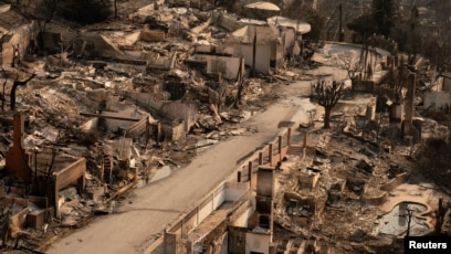 Zonë e shkatërruar nga zjarret në Los Anxhelos. Janar, 2025.