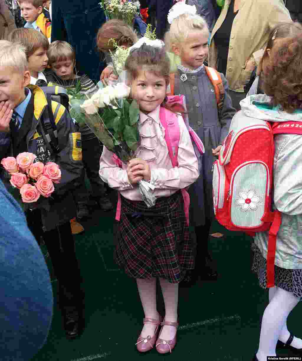 Skirts or ties are in vogue for these kids in Moscow.