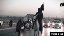 The new Islamic State video has some oddly whimsical moments, such as a scene showing a militant riding victoriously into Mosul on horseback.