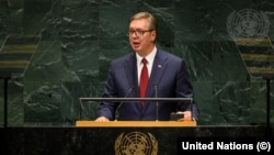 Predsjednik Srbije Aleksandar Vučić u obraćanju Generalnoj skupštini UN-a u New Yorku 23. septembra 2026.