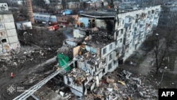 Photograph shows the aftermath of a Russian missile strike on the Ukrainian city of Poltava.