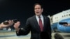 US Secretary of State Marco Rubio speaks to reporters in Abu Dhabi.