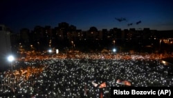 Sa protesta protiv Zakona o slobodi vjeroispovjesti. Podgorica 14. jun 2020.