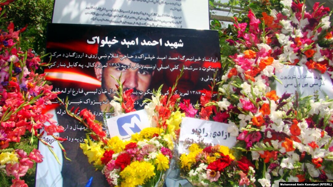 A memorial to Ahmed Omaid Khpalwak, one of the 21 journalists killed in Afghanistan since 2001, according to the CPJ