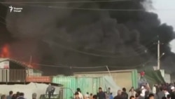 В Курган-Тюбе произошел пожар на рынке «Ходжи Шариф»