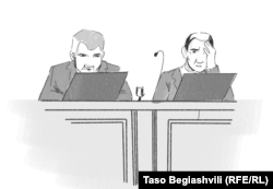 პროკურორები: ვახტანგ ცალუღელაშვილი (მარცხნივ) და ვაჟა თოდუა
