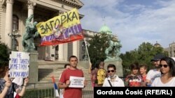 Protest ispred Skupštine Srbije, protiv Zakona o vodama, Srbija, 26. jul 2021.