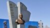 Turkmenistan -- Members of the Uzbek diaspora in Turkmenistan attend a ceremony unveiling a monument to Uzbek late president Islam Karimov in Turkmenabat, March 7, 2017