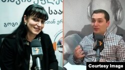 განათლებისა და მეცნიერთა თავისუფალი პროფკავშირის პრეზიდენტი მაია კობახიძე და მუხრან გულიაშვილი, არასამთავრობო ორგანიზაცია სასკოლო კვლევების ცენტრის წარმომადგენელი