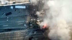 Снимок с дрона - уничтожение с воздуха российского танка с маркировкой "Z" под Мариуполем. 16 марта 2022 года