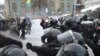 UKRAINE -- Policemen clash with supporters of former Georgian President Mikhael Saakashvili based in a tents camp in front of the Ukrainian parliament in Kyiv, February 27, 2018