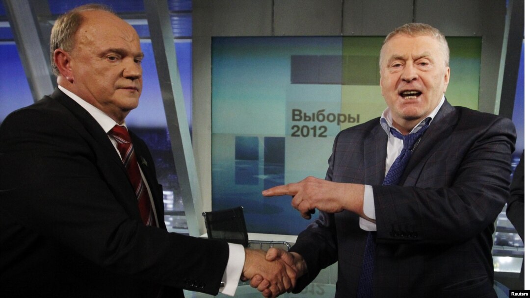 Геннадий Зюганов и Владимир Жириновский на теледебатах, 9 февраля 2012