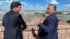 Hungarian Prime Minister Viktor Orban (right) with Fox News host Tucker Carlson in Budapest on August 2.