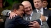 Venezuela - Venezuelan President Hugo Chavez (L) hugs his Belarussian counterpart Alexander Lukashenko, during a meeting at Miraflores presidential palace, Caracas, 26jun2012