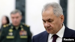 Russia - Russian Security Council's Secretary Sergei Shoigu attends a meeting of Russian President Vladimir Putin with commanders of troops of military districts, in Moscow, May 15, 2024. 