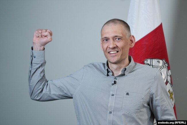 Сяргей Ціханоўскі на прэсавай канфэрэнцыі ў Вільні, 22 чэрвеня 2025