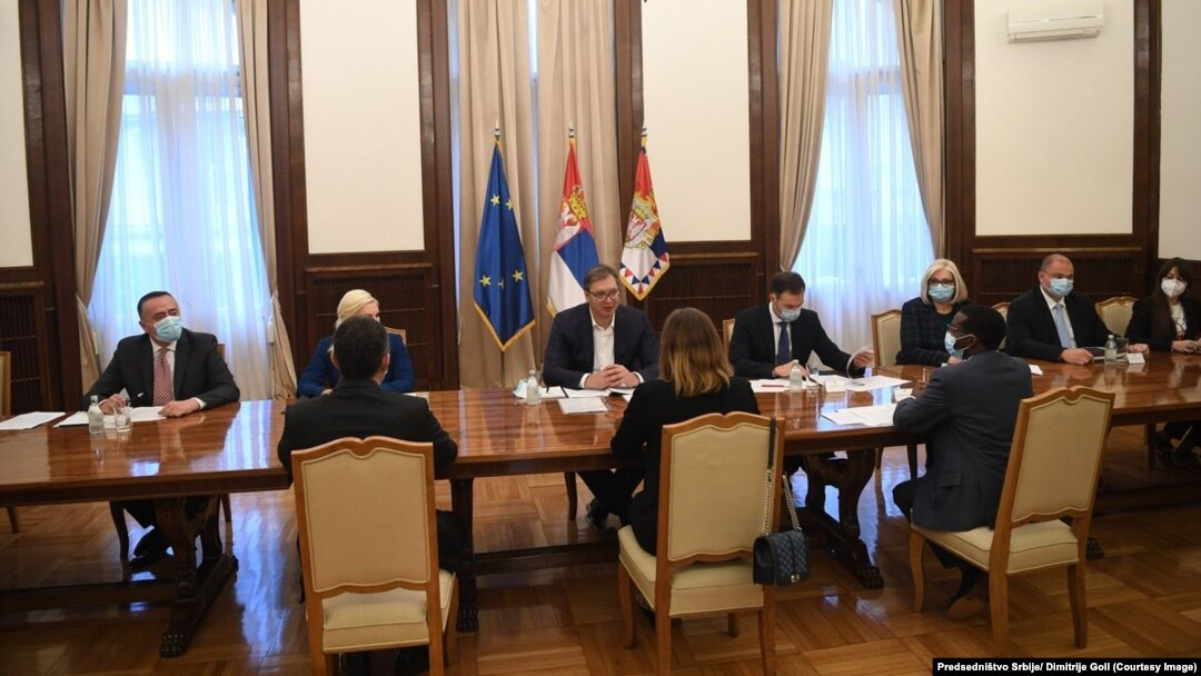 Predsednik Srbije Aleksandar Vučić sa delegacijom Svetske banke u Beogradu, 1. oktobar 2020.