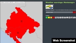 HMZCG izdao je upozorenje, tzv. Crveni meteo alarm, za teritoriju cijele Crne Gore