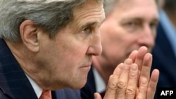 U.S. Secretary of State John Kerry at a meeting in Lausanne on March 30.