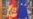 The flags of Montenegro and the European Union 
