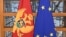 The flags of Montenegro and the European Union 